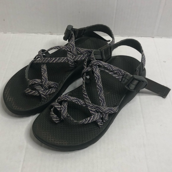 Chaco Sandals ZX/2 Classic Double Strap Womens Size 7 Sport Gray Purple Stripe - Picture 1 of 10